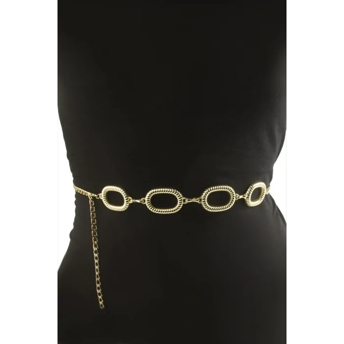 BUĞZ Oval Metal Zincir Kemer