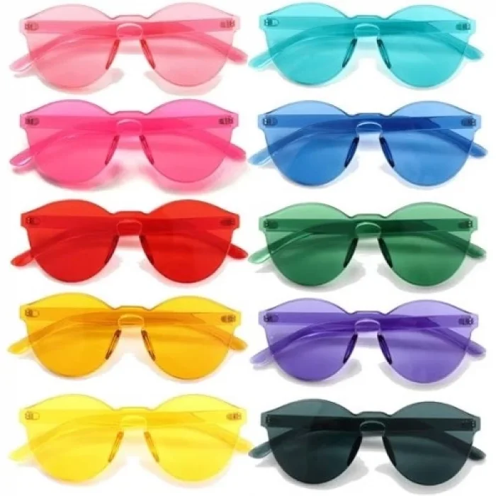  Oval Şekilli Çerçevesiz Parti Gözlüğü 6 Renk 6 Adet