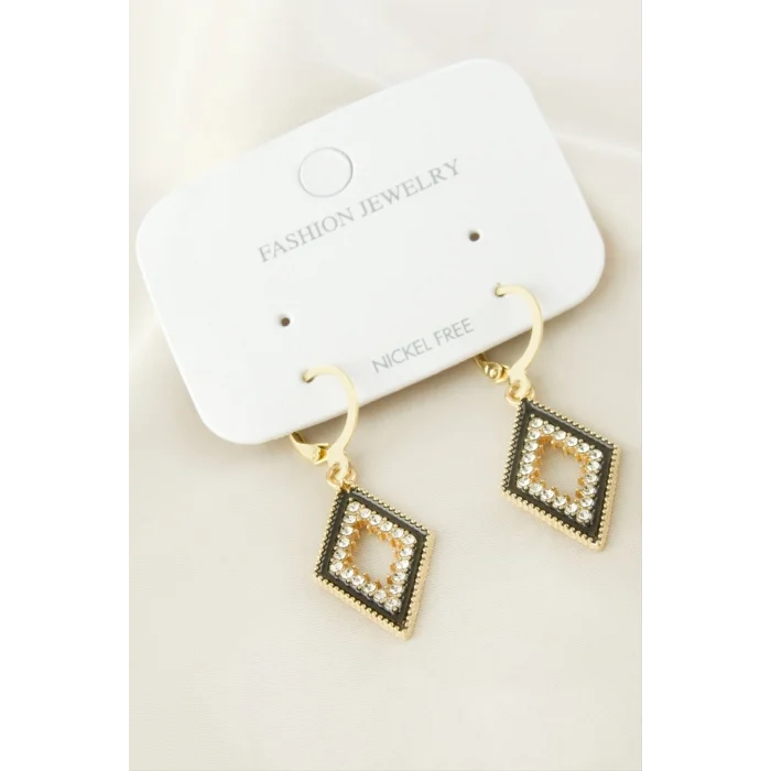 BUĞZ Oval Taşlı Metal Küpe