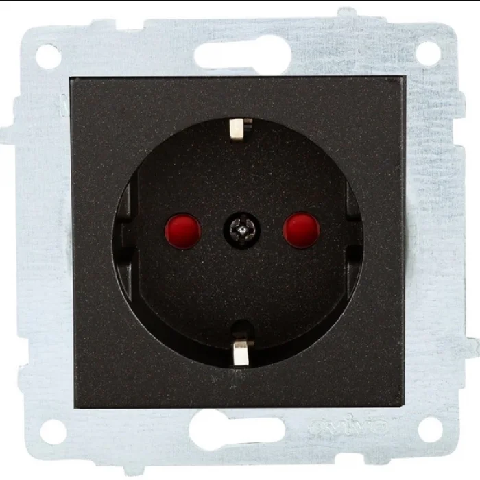  Ovivo Metalik Siyah Cocuk Korumalı Topraklı Priz Çerçevesiz Grano