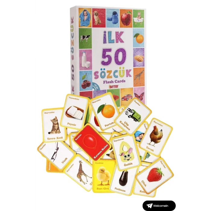  Oyuncak Minik Bebeğimin İlk 50 Sözcük Kartları ve İlk 50 Hayvanlar Kartları Flash Kart 2li Set