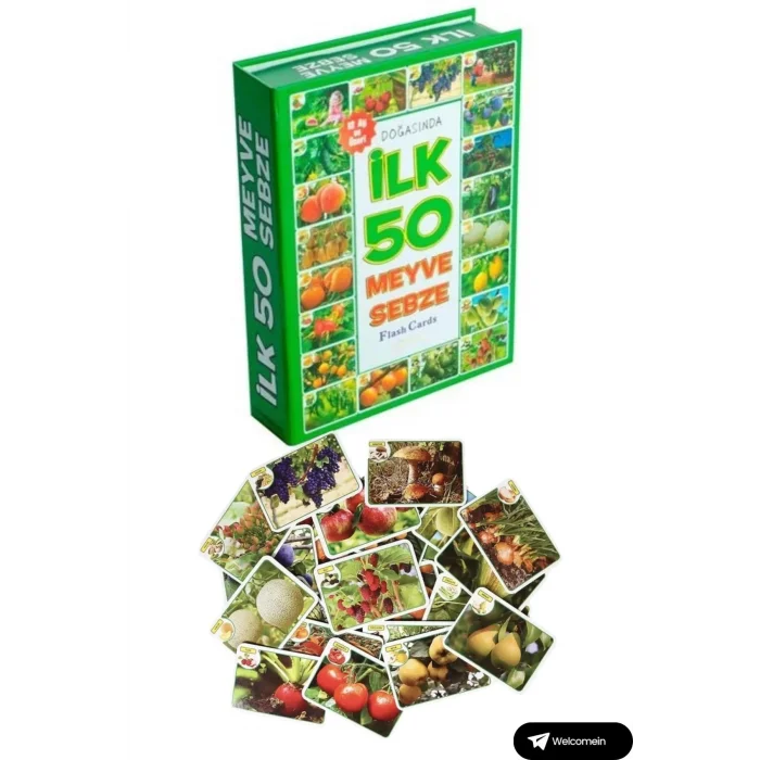  Oyuncak Minik Bebeğimin İlk 50 Sözcük Kartları ve İlk 50 Meyve Sebze Kartları Flash Kart Set 2li
