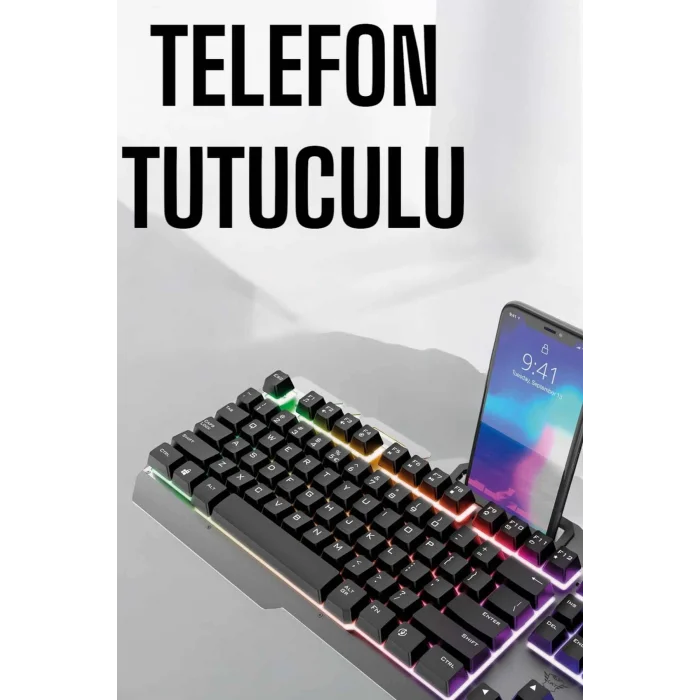 BUĞZ Oyuncu Klavyesi Q Klavye RGB Işıklı Mouse Hediyeli - BUĞZ