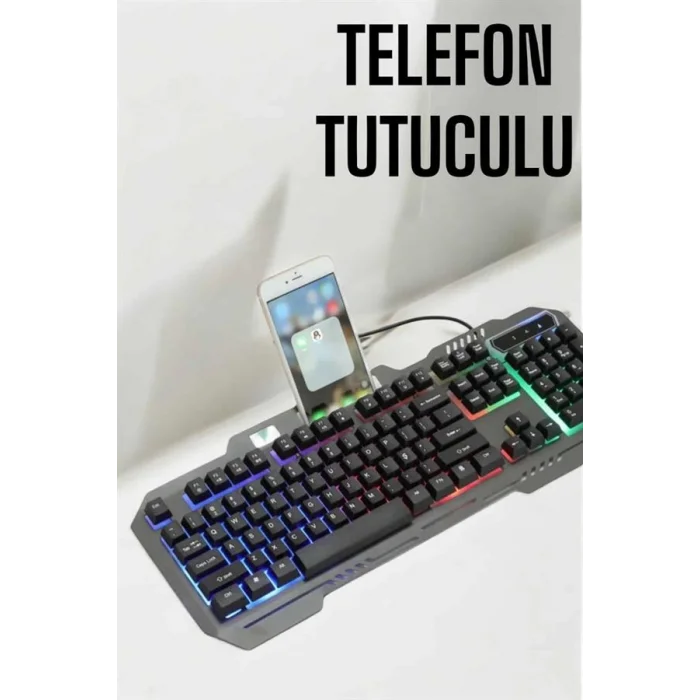 BUĞZ Oyuncu Klavyesi Q Klavye RGB Işıklı Mouse Hediyeli - BUĞZ