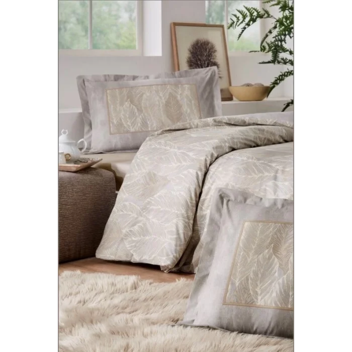  Özdilek Çift Kişilik Ranforce Nevresim Takımı Folha De Ouro Bej