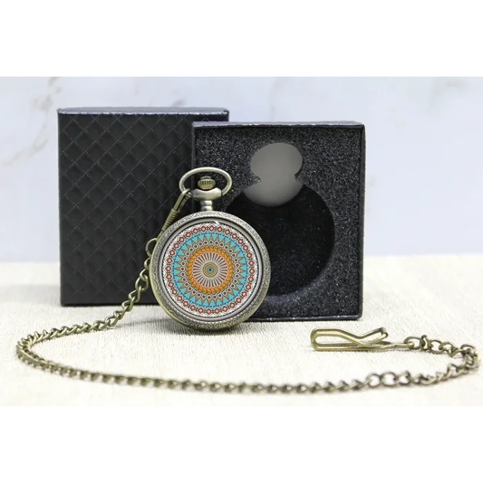 BUĞZ Özel Kutulu Mandala Deseni Köstekli Saat Alk4678