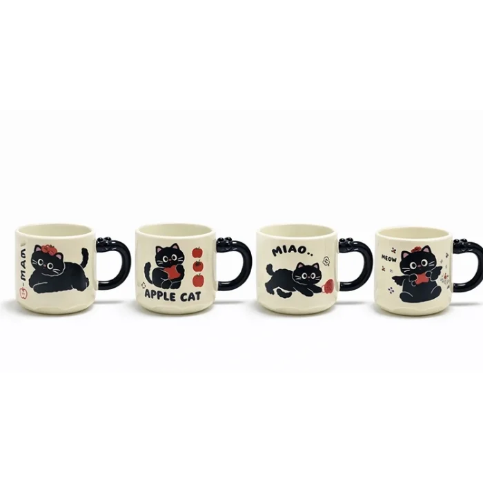 BUĞZ Özel Tasarım Kedi Figürlü 3D Kulp Detaylı Seramik Kupa Bardak