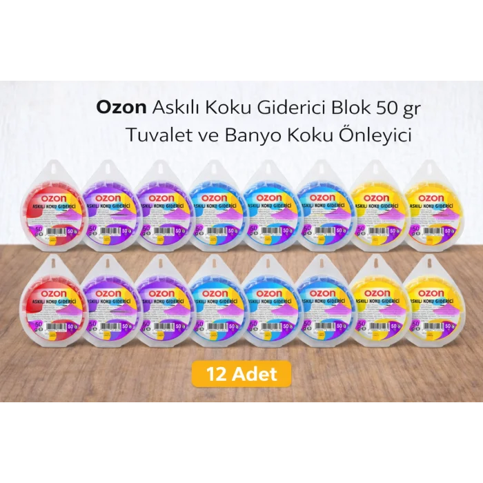 BUĞZ Ozon Askılı Koku Giderici Blok 50 gr Tuvalet ve Banyo Koku Önleyici 12 Adet
