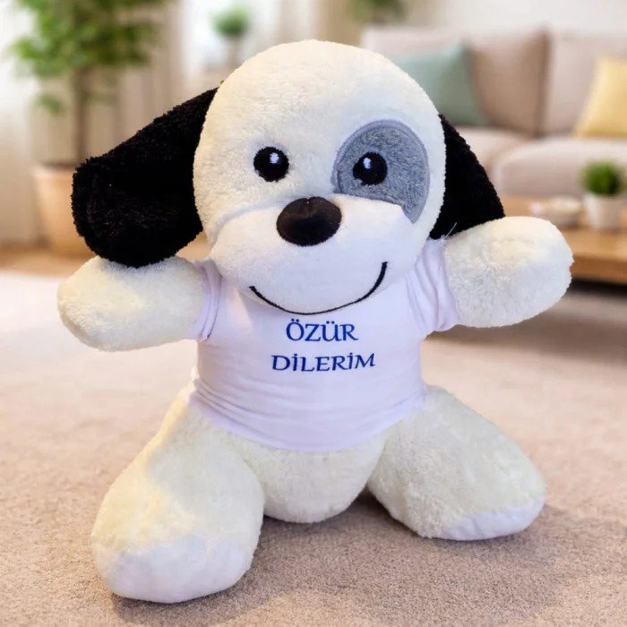 BUĞZ Özür Dilerim Tişörtlü Sevimli Benekli Peluş Köpek