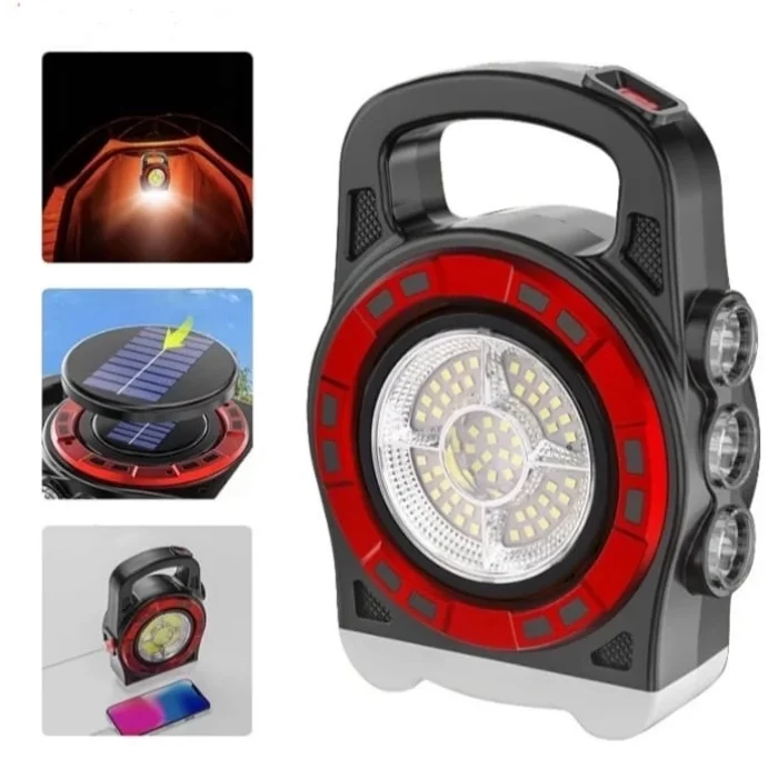 BUĞZ P-6678c Dış Mekan Solar Şarj Işığı Çok Fonksiyonlu Projektör Hazine Güçlü Işık El Feneri