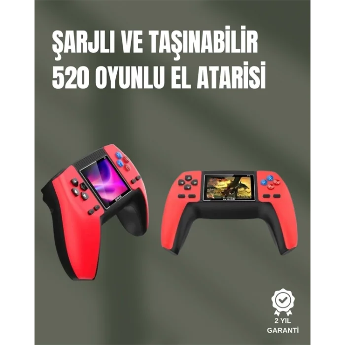  P5 GamePad Retro Konsol – Nostaljik Oyun Deneyimi, 520 Klasik Oyun Seçeneği