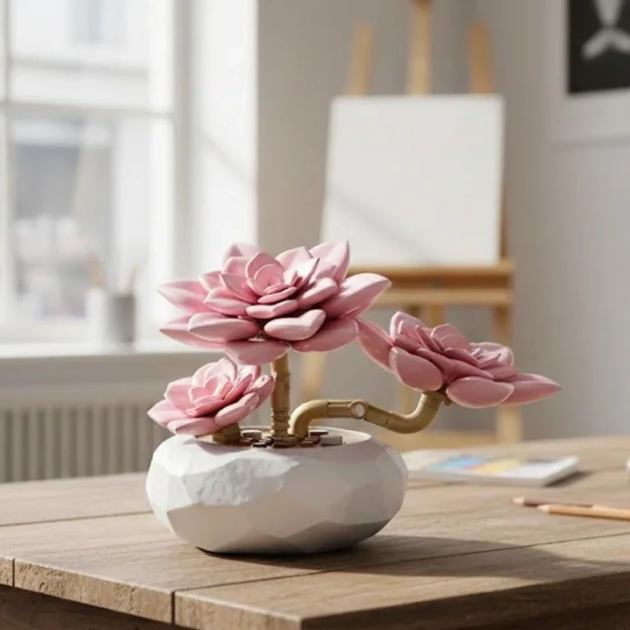 BUĞZ P655064 PANLOS PEMBE NİLÜFER SUKULENT MODEL 82 PARÇA BLOCK OYUNCAK