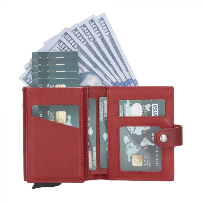  Palermo Deri Cüzdan Kartlık Mekanizmalı V4EF Kırmızı