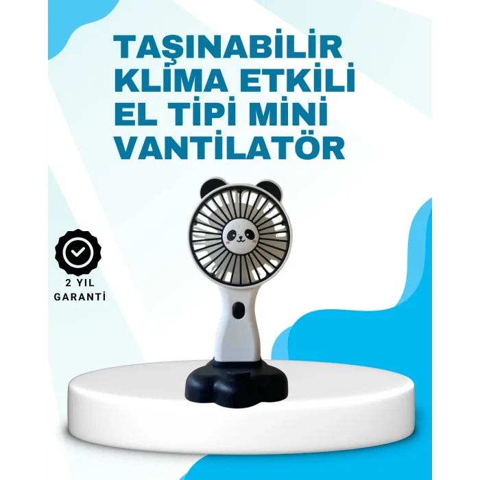  Panda Desenli USB Şarjlı Taşınabilir Mini Vantilatör