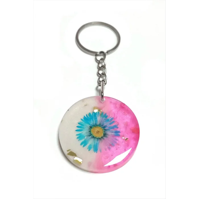  Papatya Kalp Epoksi Anahtarlık