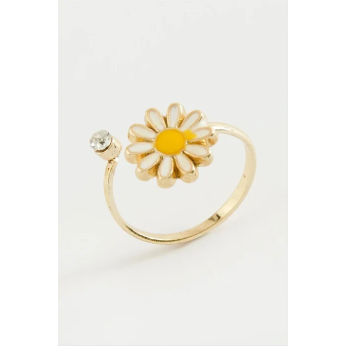 BUĞZ Papatya Mineli Taşlı Yüzük