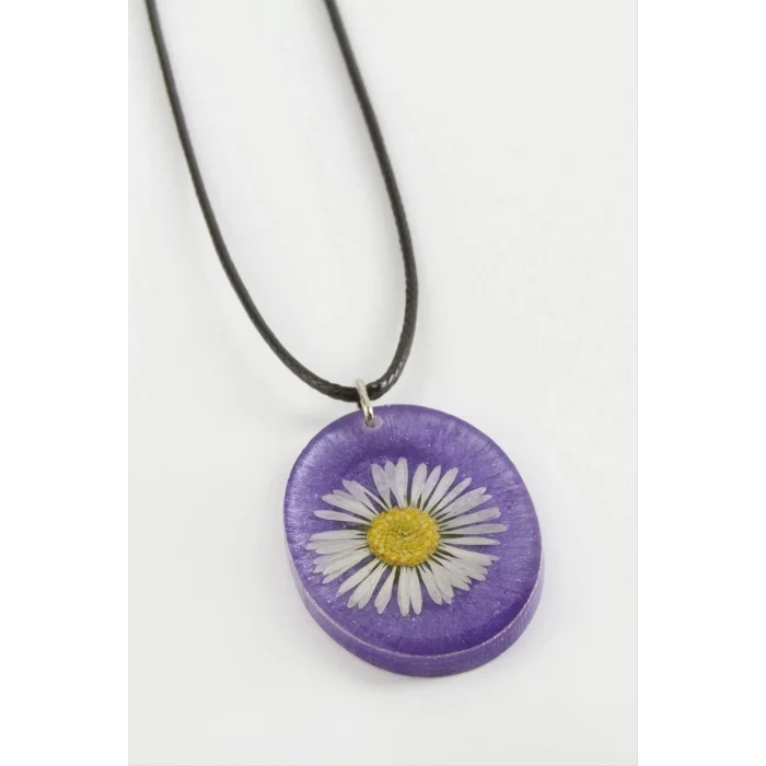  Papatya Oval Epoksi Kolye