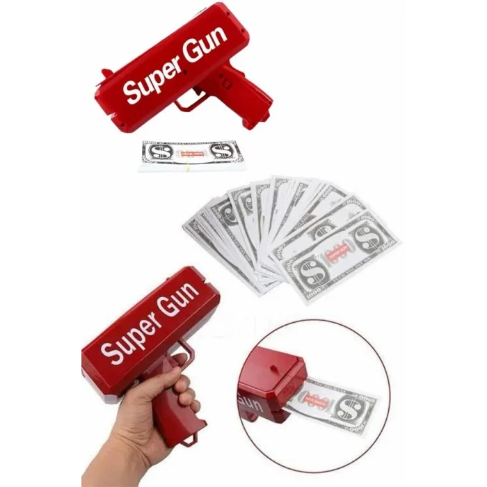 BUĞZ Para Dolar Atma Makinası Super Money Gun Para Saçma Fırlatma Tabancası