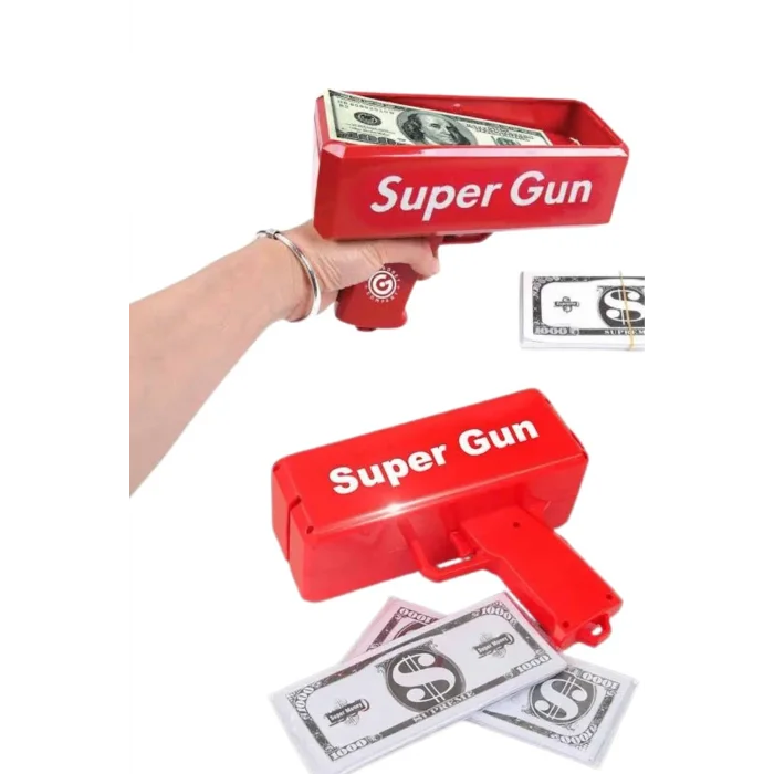 BUĞZ Para Dolar Saçma Para Atma Tabancası Otomatik Kırmızı Oyuncak