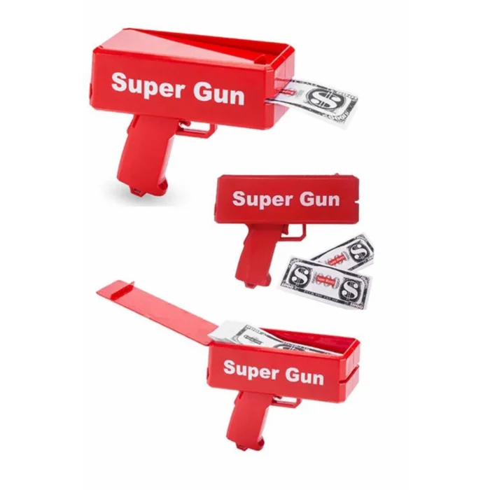 BUĞZ Para Dolar Saçma Para Atma Tabancası Otomatik Kırmızı Oyuncak - Lisinya