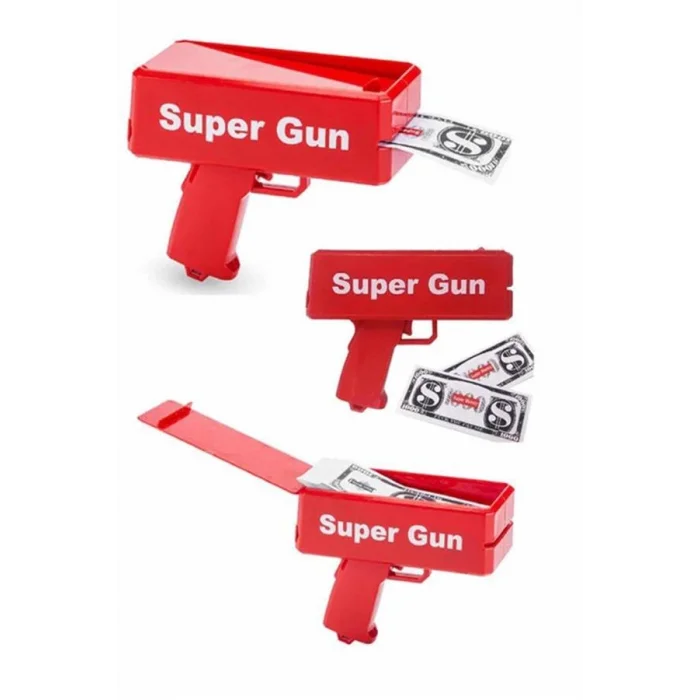 BUĞZ Para Dolar Saçma Para Atma Tabancası Otomatik Kırmızı Oyuncak - Lisinya