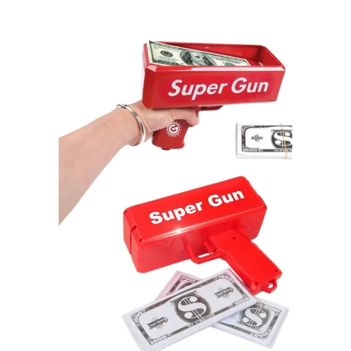 BUĞZ Para Dolar Saçma Para Atma Tabancası Otomatik Kırmızı Oyuncak - Lisinya