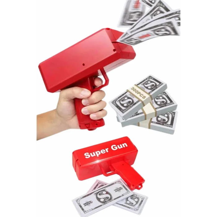 BUĞZ Para Saçma Tabancası Kırmızı Para Fırlatma Oyuncağı Parti Eğlencesi