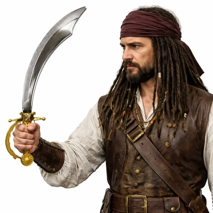 BUĞZ Parlak Metal Görünümlü Plastik Korsan Kılıcı 45 cm