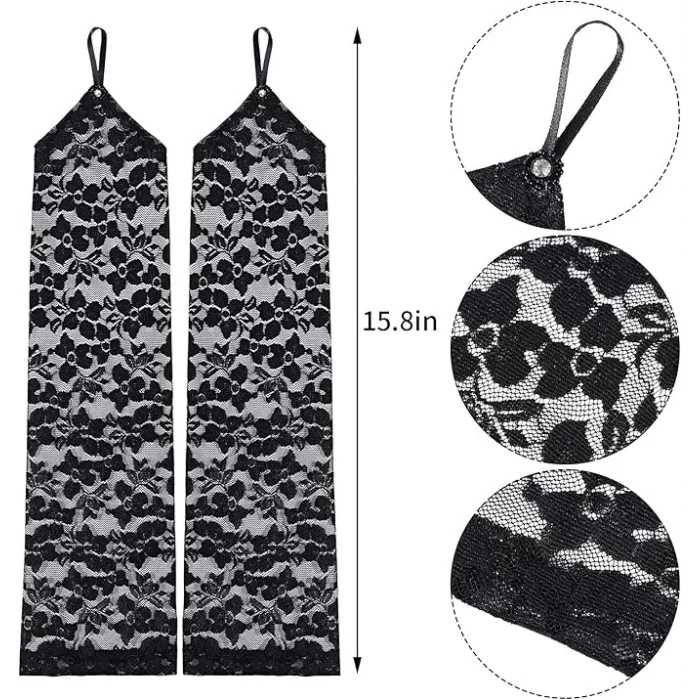 BUĞZ Parmak Askılı Zarif Gece Şıklığı Dantel Eldiven 40 Cm - Lisinya