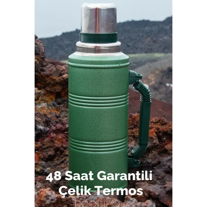 BUĞZ Paslanmaz çelik 2.2 litre 48 saat yalıtımlı yeşil çay termosu kutusuz - Spor & Outdoor