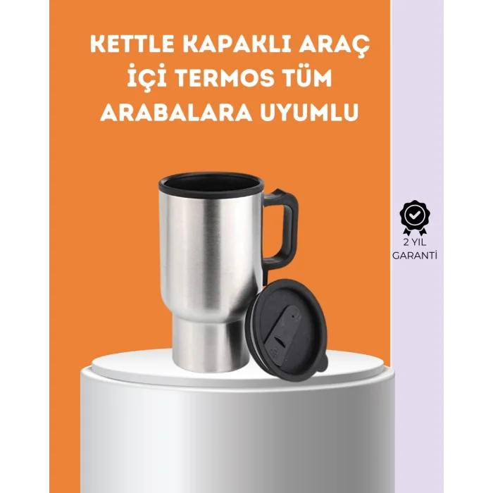  Paslanmaz Çelik Araç İçi Kahve ve Çay Isıtıcı Termos