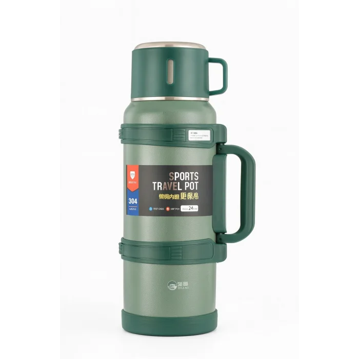 BUĞZ Paslanmaz çelik siyah termos 2 litre kutulu 48 saat yalıtım gıda temas sembollü - Spor & Outdoor