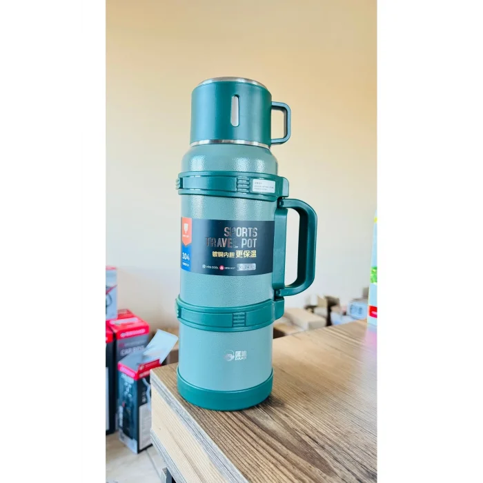 BUĞZ Paslanmaz çelik siyah termos 2 litre kutulu 48 saat yalıtım gıda temas sembollü - Spor & Outdoor
