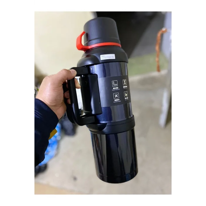 BUĞZ Paslanmaz çelik siyah termos 4 litre kutulu 48 saat yalıtım süresi gıda temasına uygun