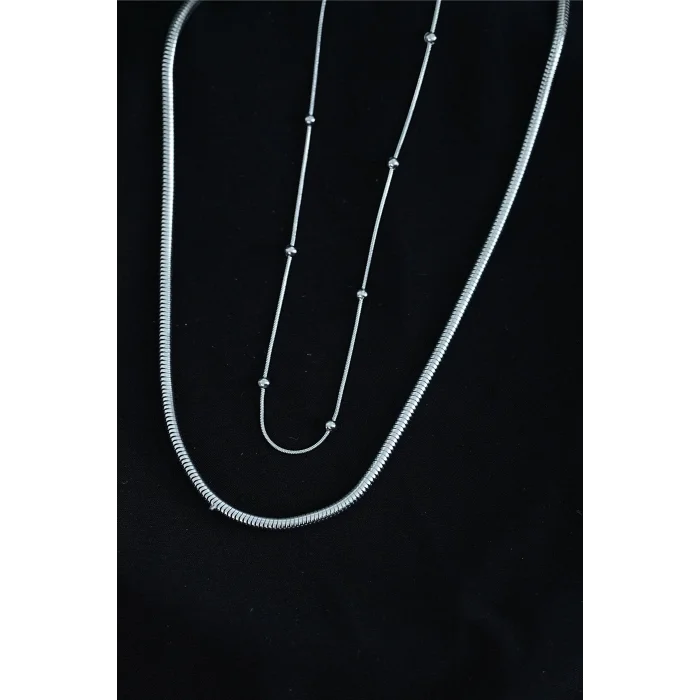 BUĞZ Paslanmaz Çelik Snake ve Dorika Model Kombin Kolye