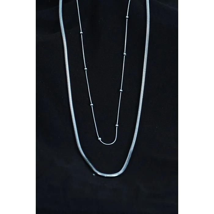 BUĞZ Paslanmaz Çelik Snake ve Dorika Model Kombin Kolye