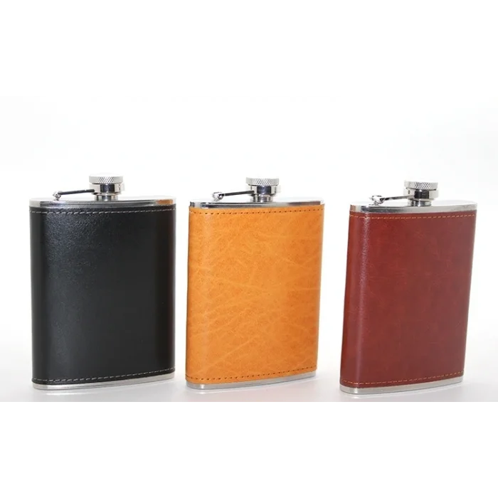 BUĞZ Paslanmaz Çelik Tekli 8 Oz Derili Matara