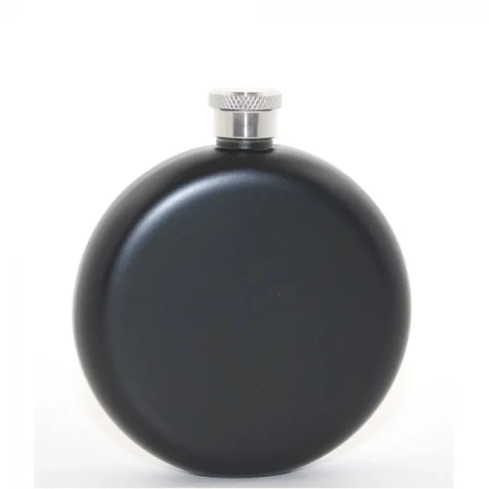  Paslanmaz Çelik Yuvarlak 5 Oz Tekli Matara Siyah Renk