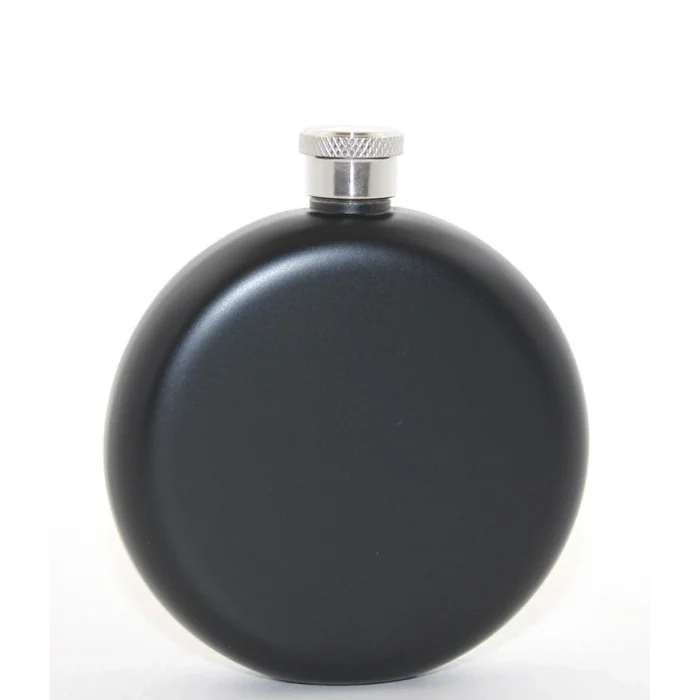 BUĞZ Paslanmaz Çelik Yuvarlak 5 Oz Tekli Matara Siyah Renk