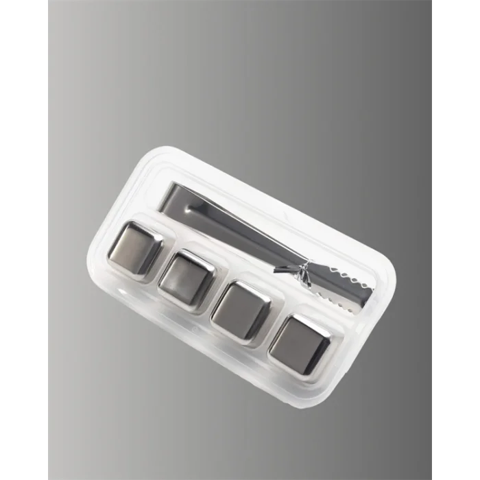  Paslanmaz Çelikten Üretilmiş Metal Buz Küpü Seti ve Buz Klipsi