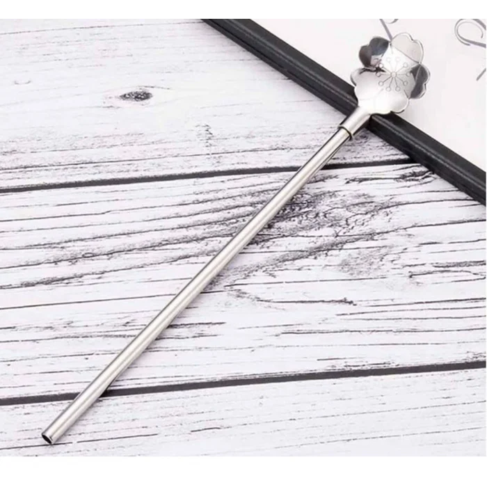 BUĞZ Paslanmaz Metal 2 li Kaşıklı Pipet Fırça Seti