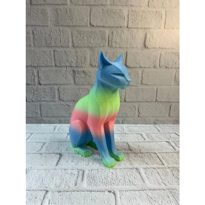 BUĞZ Pastel Rainbow Kedi Figürü Masa ve Raf Üstü Ev Dekorasyonu
