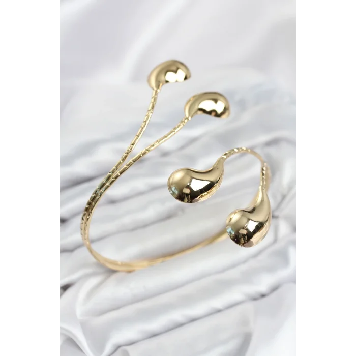 BUĞZ Pazu Bileklik Gold Renk Pirinç Damla Model