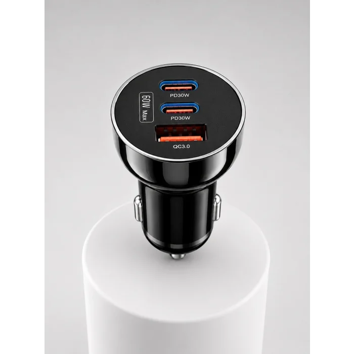BUĞZ PD 30W Çift USB-C Araç Şarj Cihazı 60W Hızlı Şarj Adaptörü