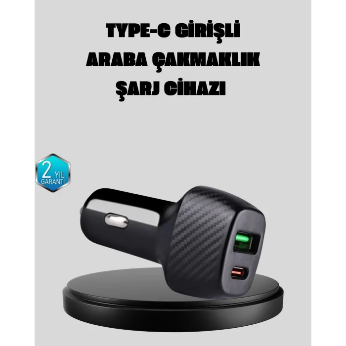 BUĞZ PD Destekli 38W Araç Şarj Başlığı Type-C + USB Çift Çıkış Hızlı Şarj