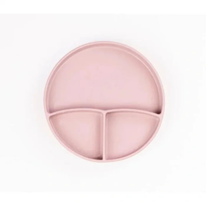 BUĞZ Pembe 3’lü Silikon Yemek Seti – Önlük + Diş Kaşıyıcılı Kaşık + Vakumlu Tabak