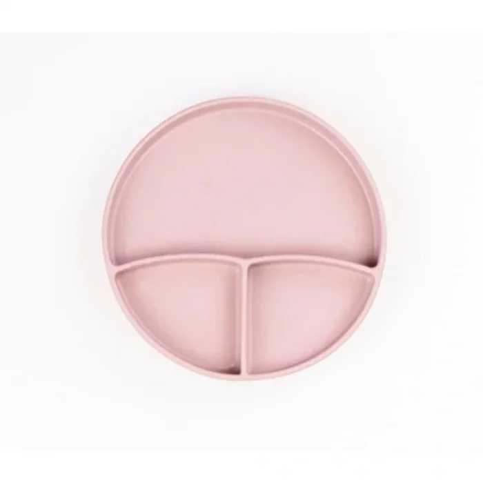 BUĞZ Pembe 3’lü Silikon Yemek Seti – Önlük + Diş Kaşıyıcılı Kaşık + Vakumlu Tabak