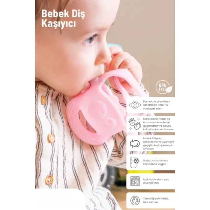 BUĞZ Pembe Bebek Silikon Diş Kaşıyıcı