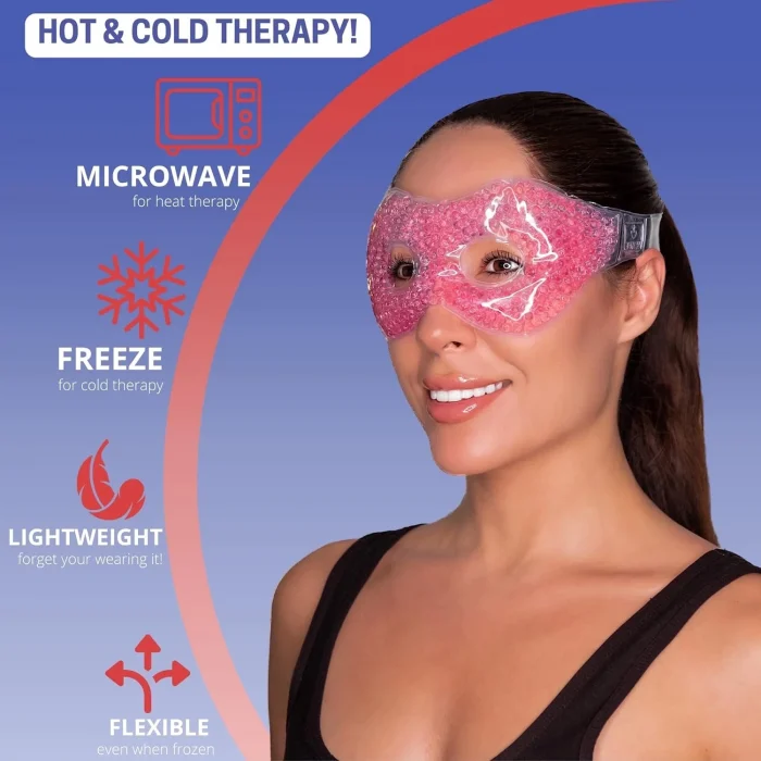  Pembe Jel Boncuklu Göz Maskesi, Soğuk & Sıcak Kullanım Rahatlatıcı Terapi Maskesi