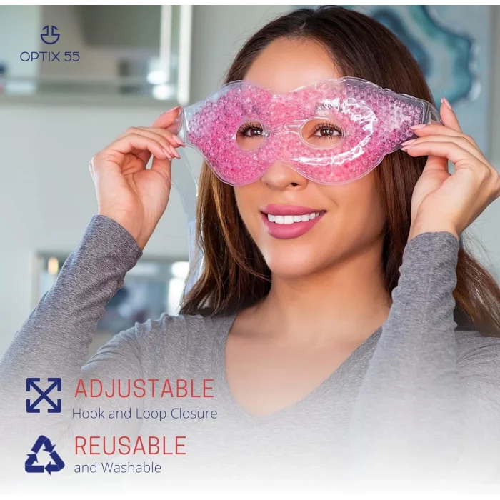  Pembe Jel Boncuklu Göz Maskesi, Soğuk & Sıcak Kullanım Rahatlatıcı Terapi Maskesi